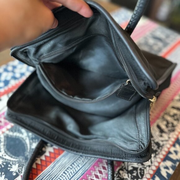 Celine Black Canvas and Leather Shoulder Bag Gold accents Preowned EXCELLENT. - Picture 10 of 11